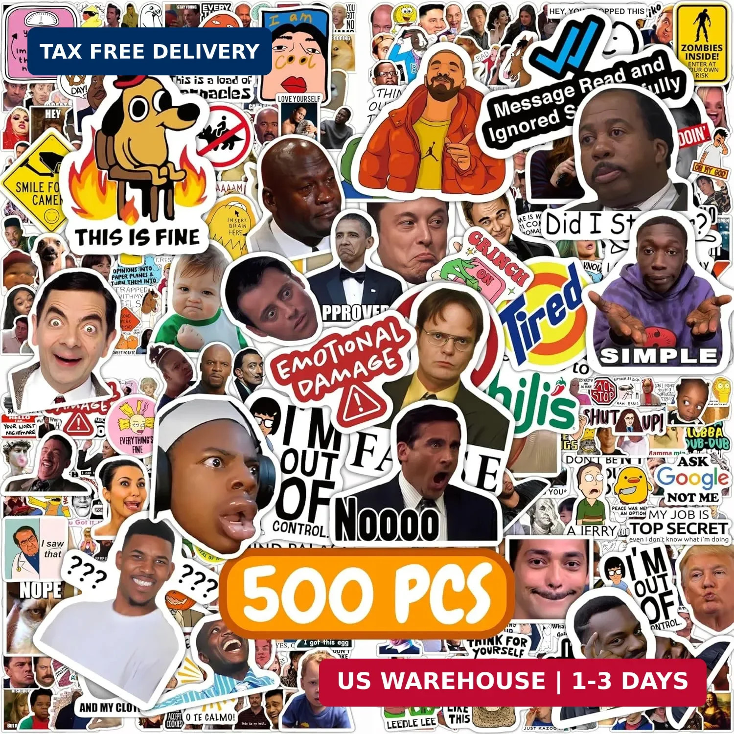 500 Pcs Funny Stickers for Adults & Teens – Trendy Meme Sticker, VSCO Vinyl Deca