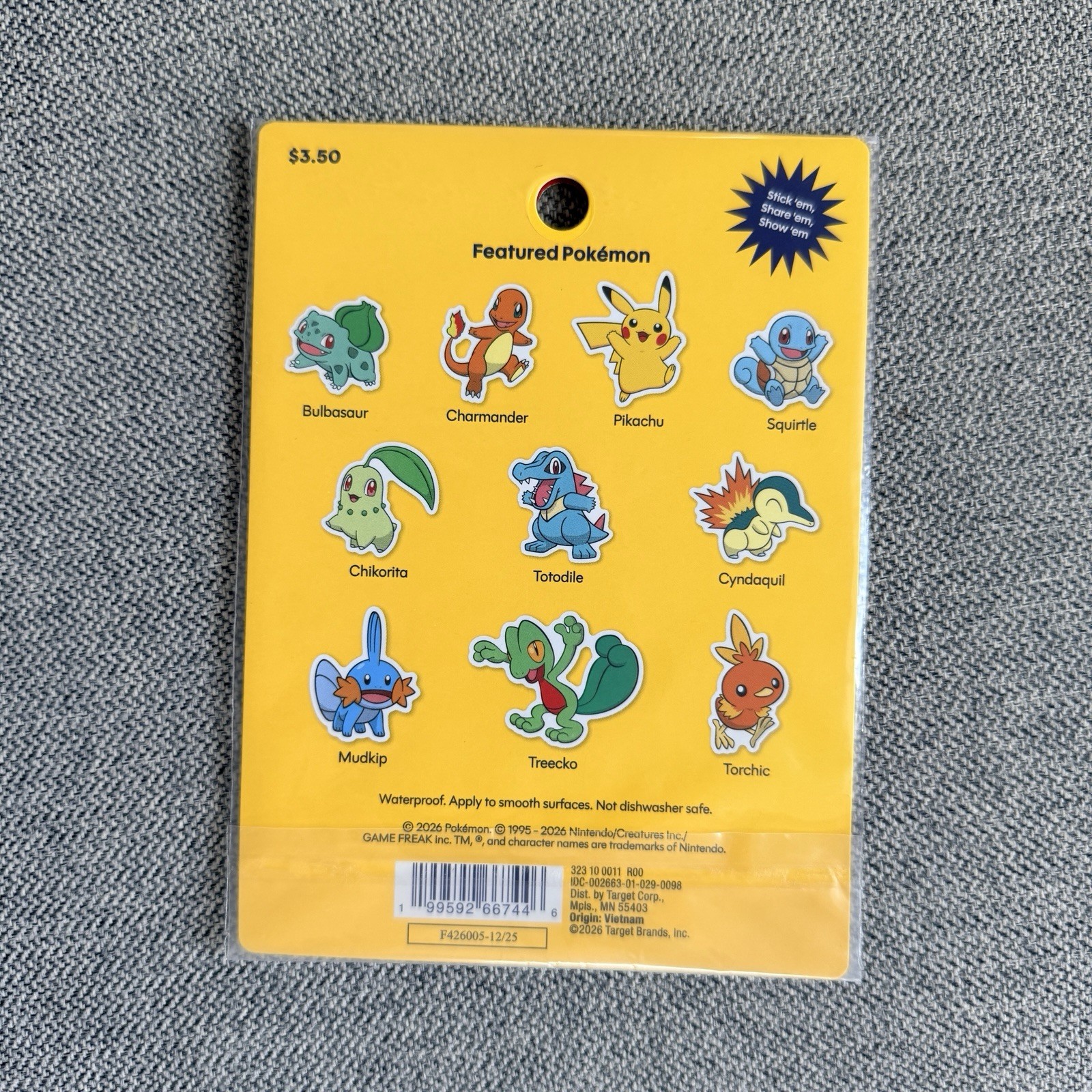 Pokemon X Target Vinyl Sticker Set