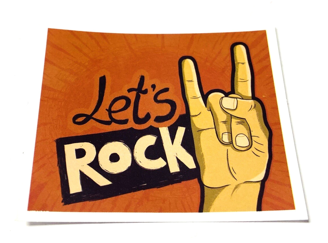 Let’s Rock Rock On Devil Horns Symbol Decal Sticker Rectangle 2 1/2” NEW!