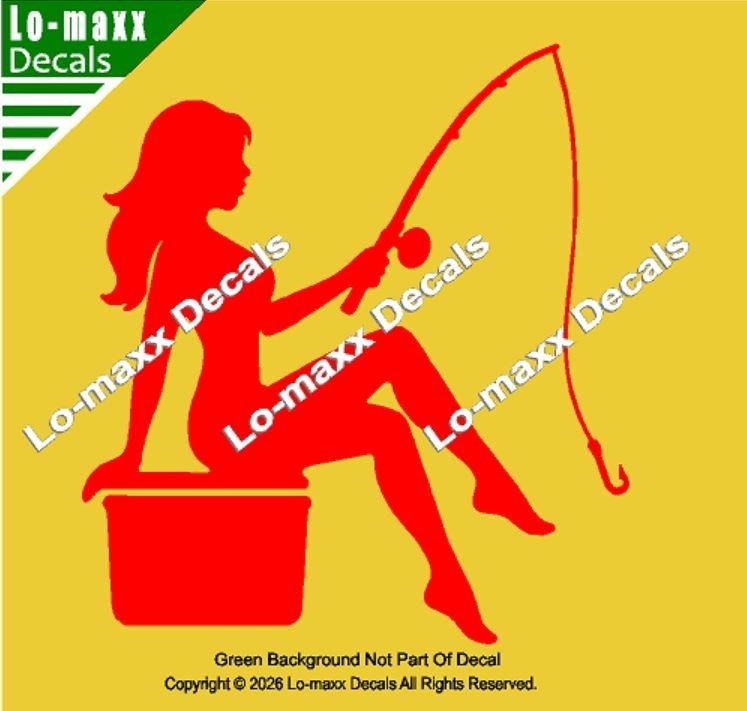 Mudflap Fishing Girl Die Cut Vinyl Decal High Performance Truck Car Sticker
