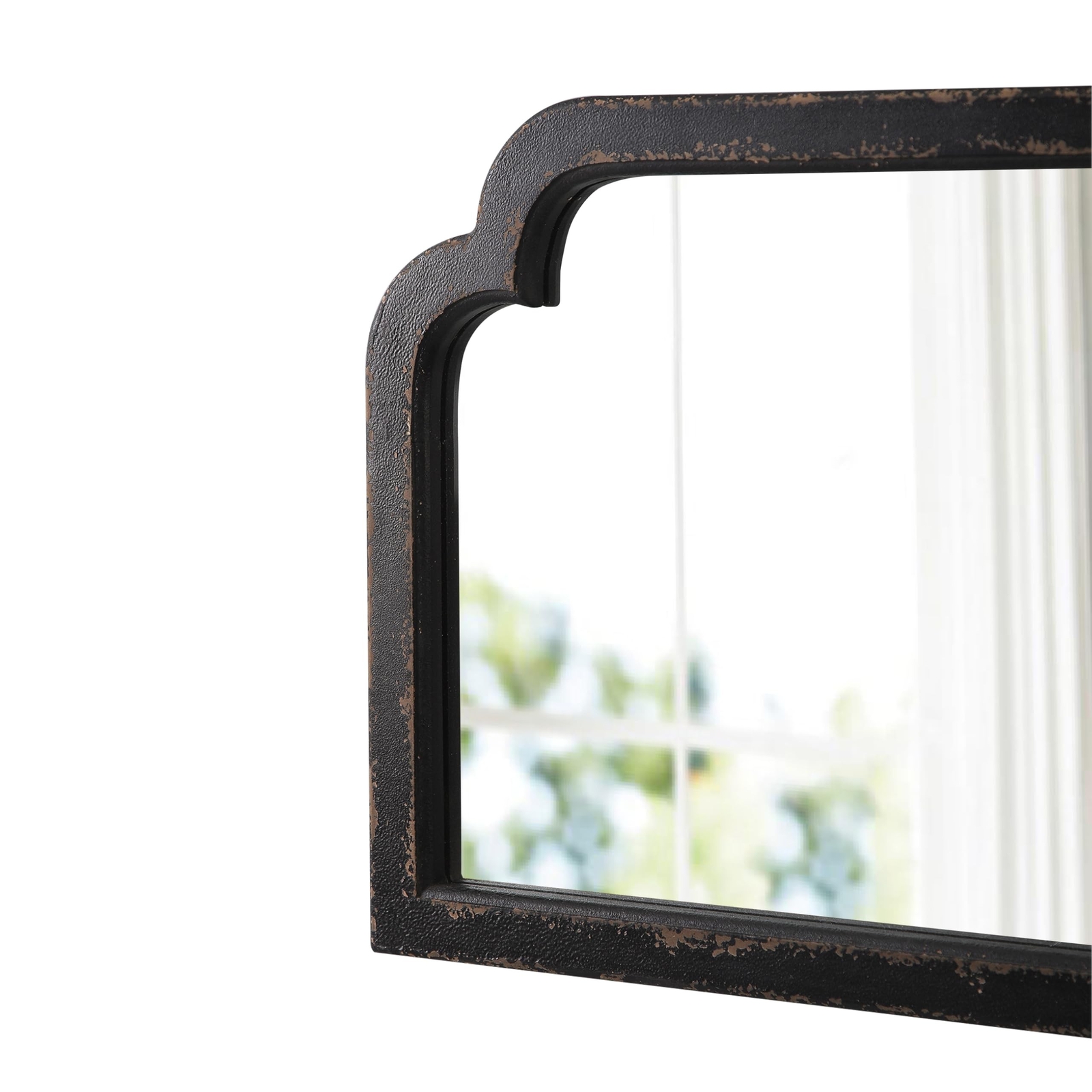 Rustic Black Arched Mirror for Entryway 16 X 24 Inch, Hanging Distressed Blac…