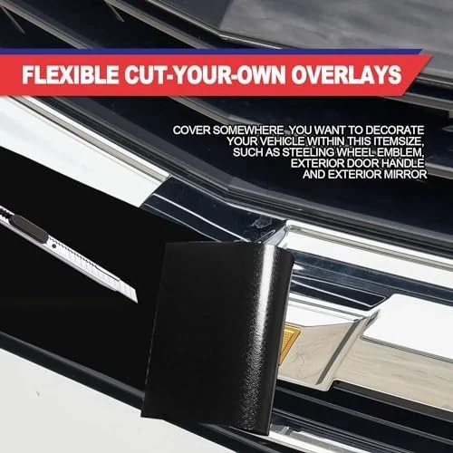 Compatible with 11.8" x 4" 3PCS Chevy Bowtie Emblem Logo Stickers Cut DIY Black