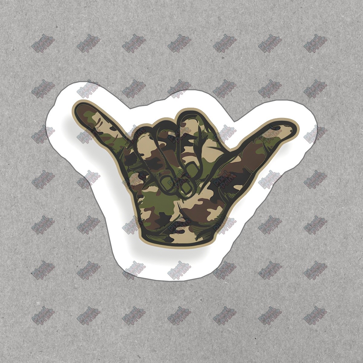 Cool Camo Shaka Hand Sign Vinyl Sticker Perfect for Laptops, Water #933590