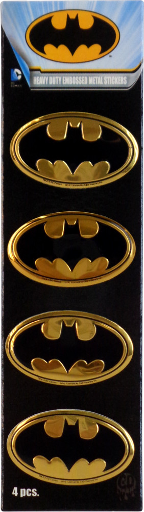 Set Of 4 Emblems – Gold Batman Logo METAL Superhero DC Comic Sticker Decal 37026