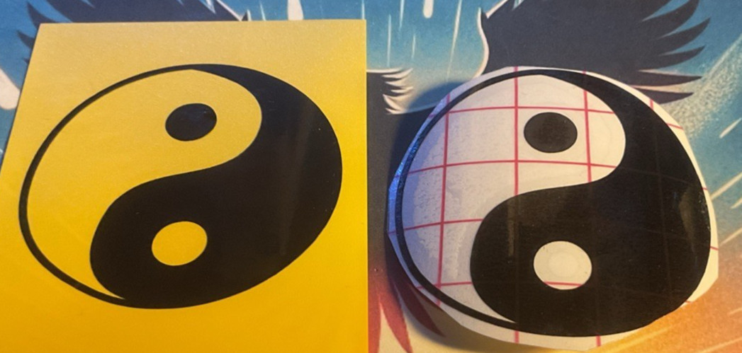 Yin Yang Decal – 2.25" – Black/Clear – Permanent Self-Adhesive – Indoor/Outdoor