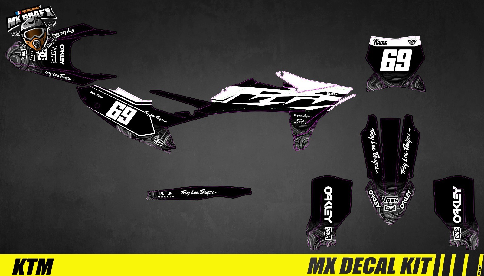 MX Decal Kit For KTM SX / SX-F – Black And White
