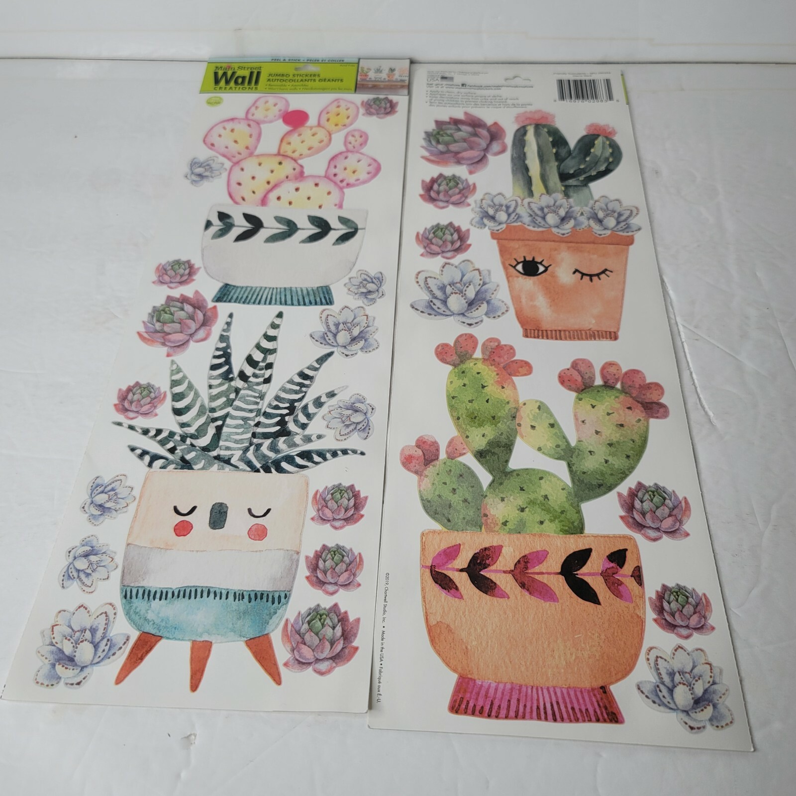 2 PKG NEW Friendly Succulents Cactus Plants Peel & Stick Wall Decals 290253