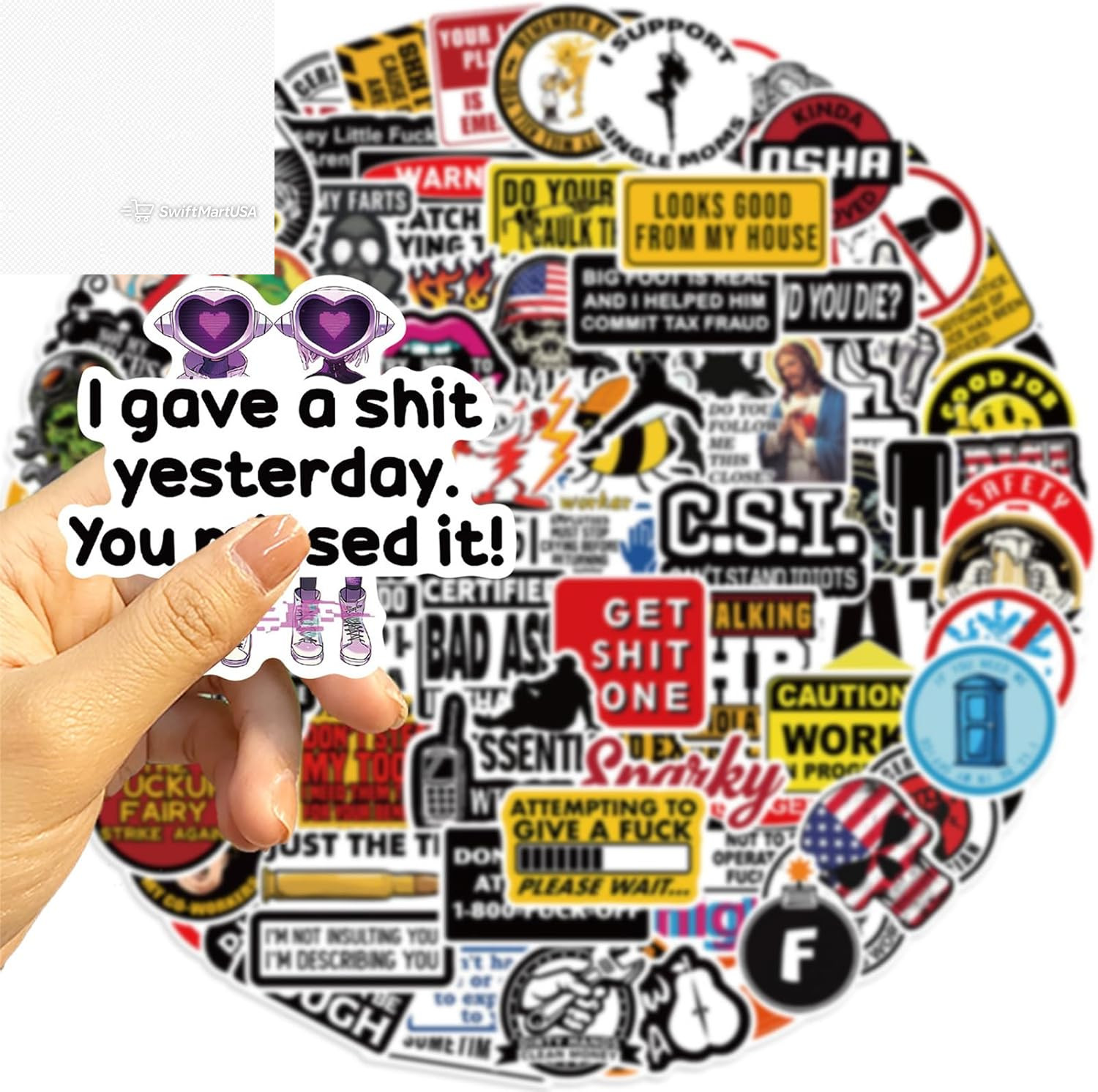 100 Pcs Funny Stickers for Adults Sarcastic Meme Decals for Laptop Water Bottle