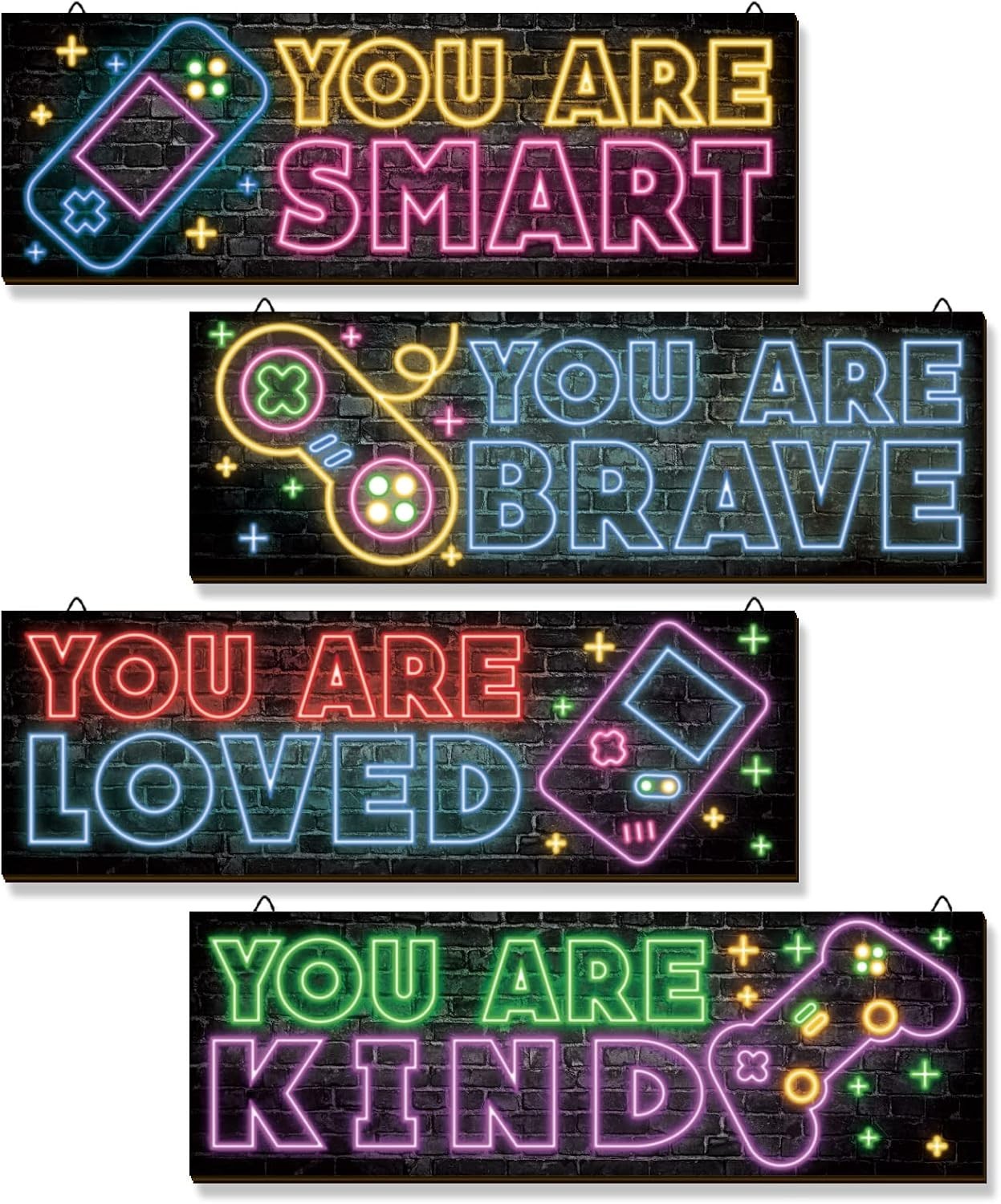 Colorful Neon Gaming Wall Art – 4 Inspirational Pieces for Boys' Spaces