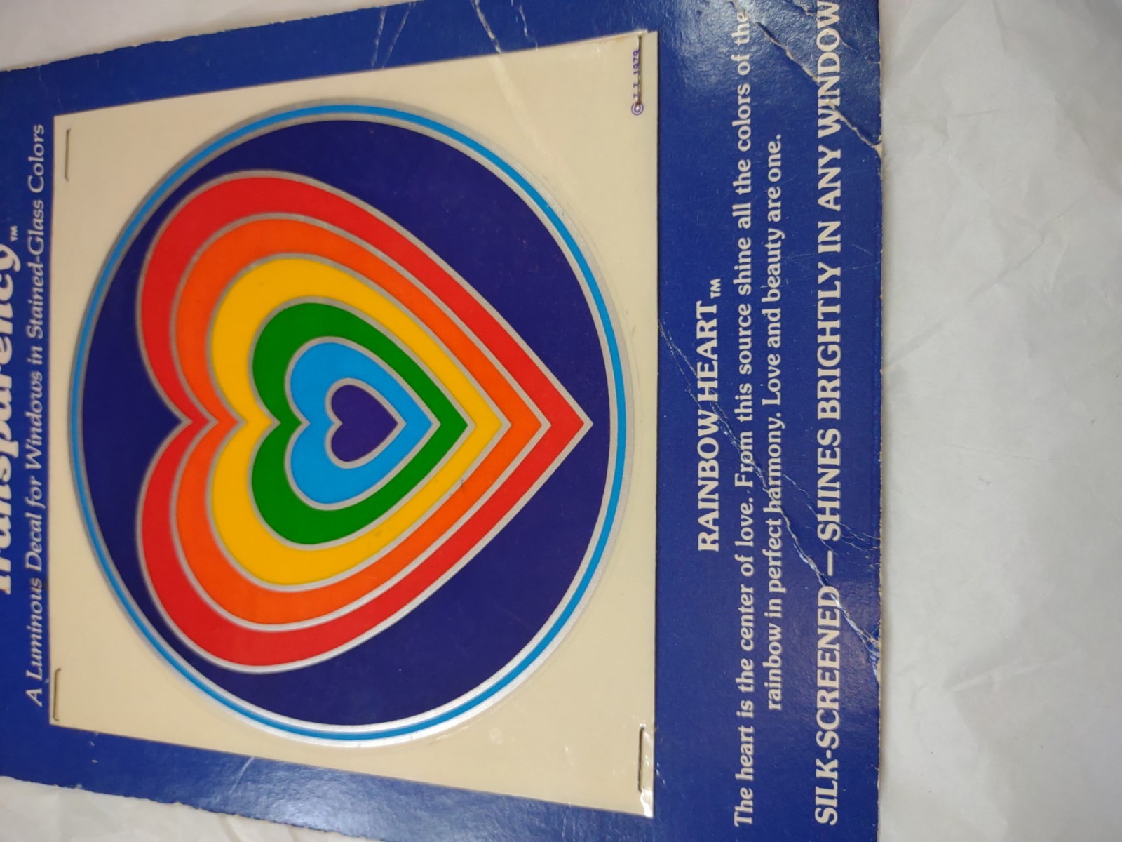 Illuminations Transparent Rainbow Heart Window Decal Multicolor Vintage