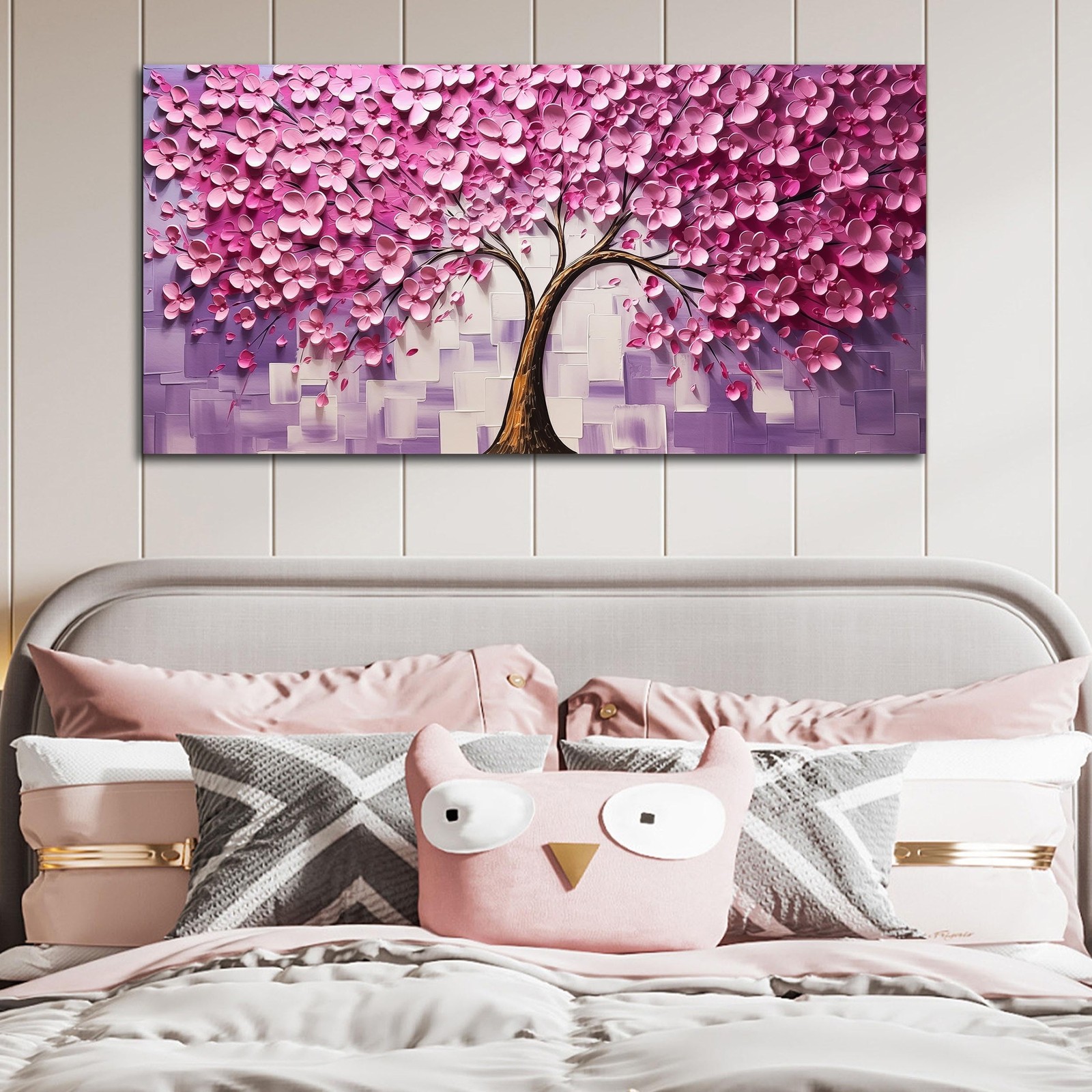 Tree of Life Wall Art for Living Room Large Size,Hot Pink Bedroom Decor for T…