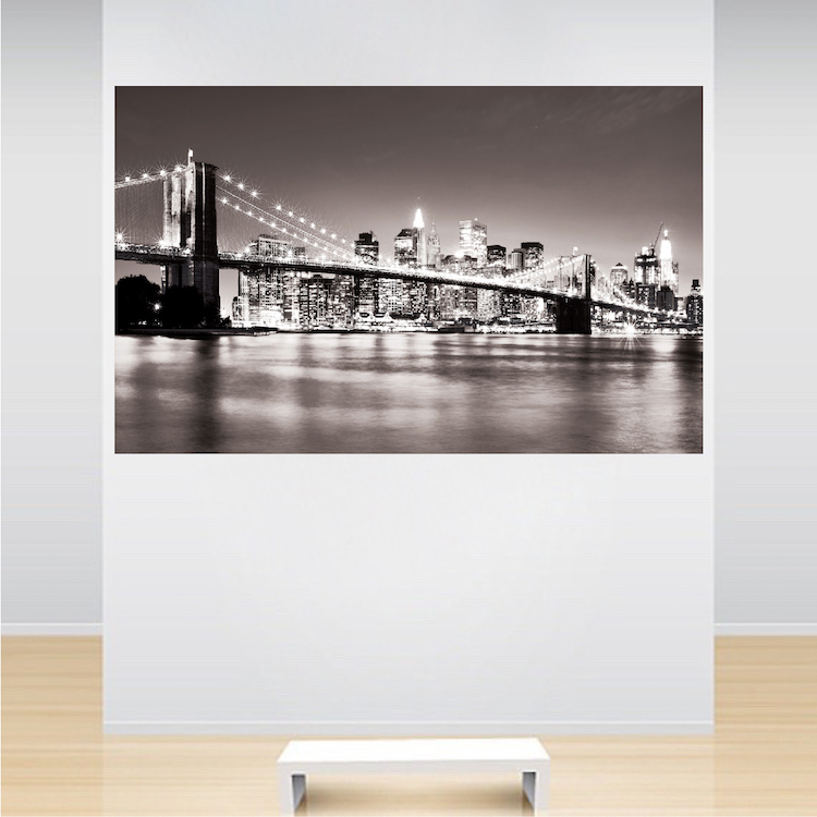 New York Bridge Mural Wallpaper Window View Wall City Decal Living Room, c59
