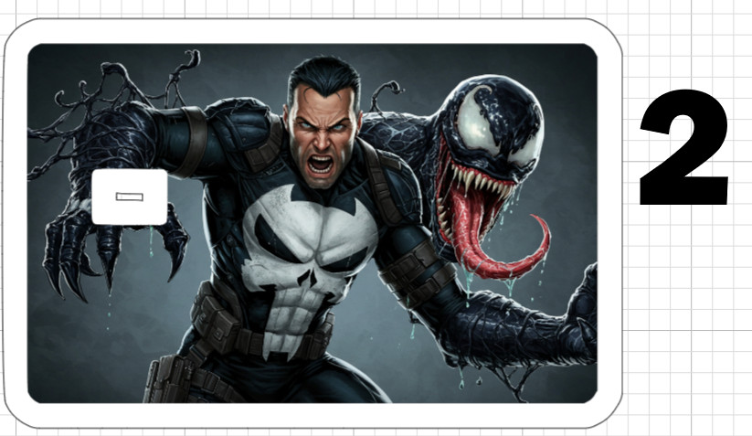 Venom and Punisher ATM Debit Credit Card Skin Sticker Comic Marvel USA War Hero
