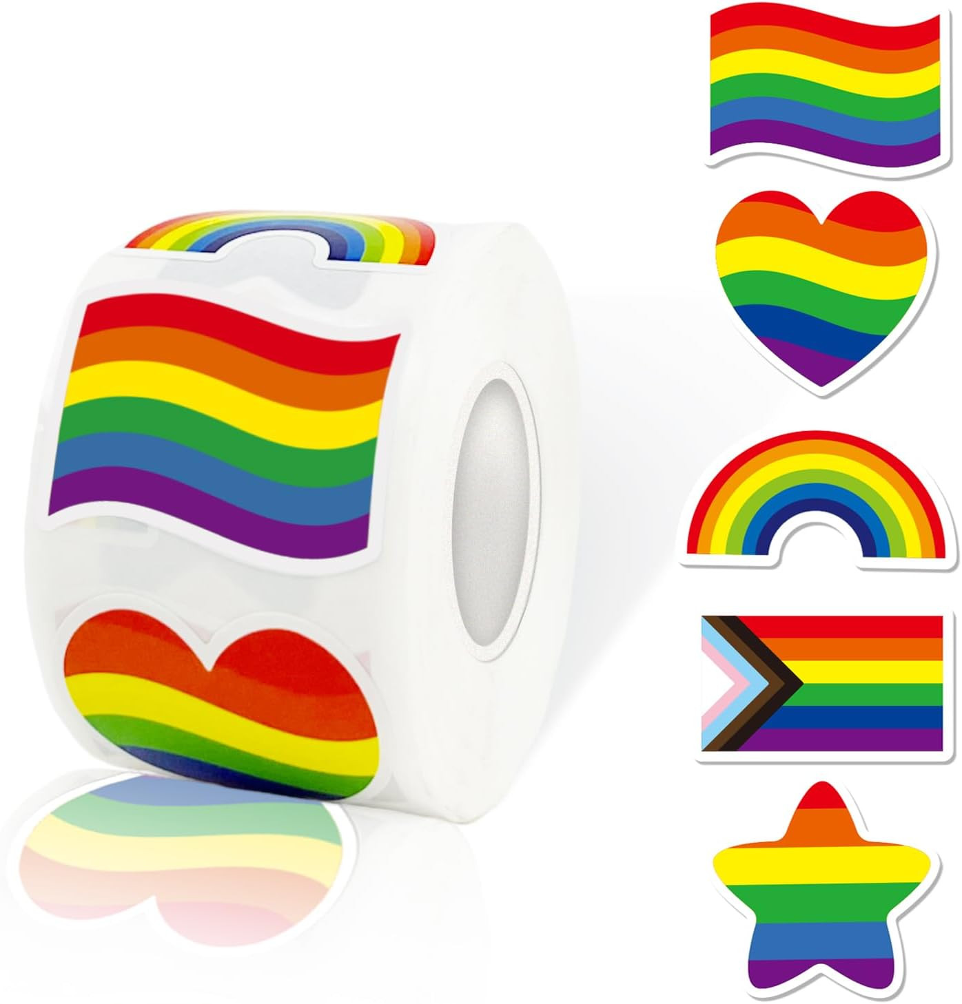 500 PCS Pride Stickers,Progress Pride Rainbow Heart Stickers for Gay Lesbian Bis