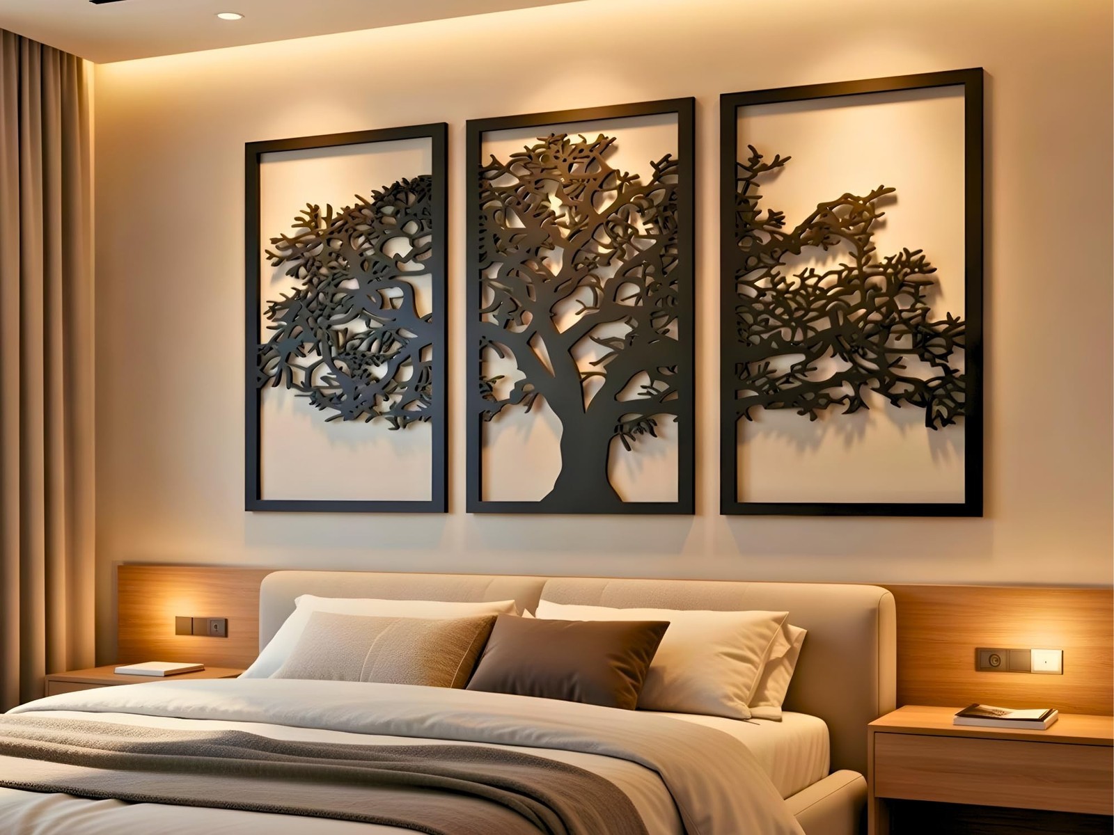 Vailla Tree of Life Wall Art 3pcs Family Tree Wall Decor 3D Wooden Wall Hangi…