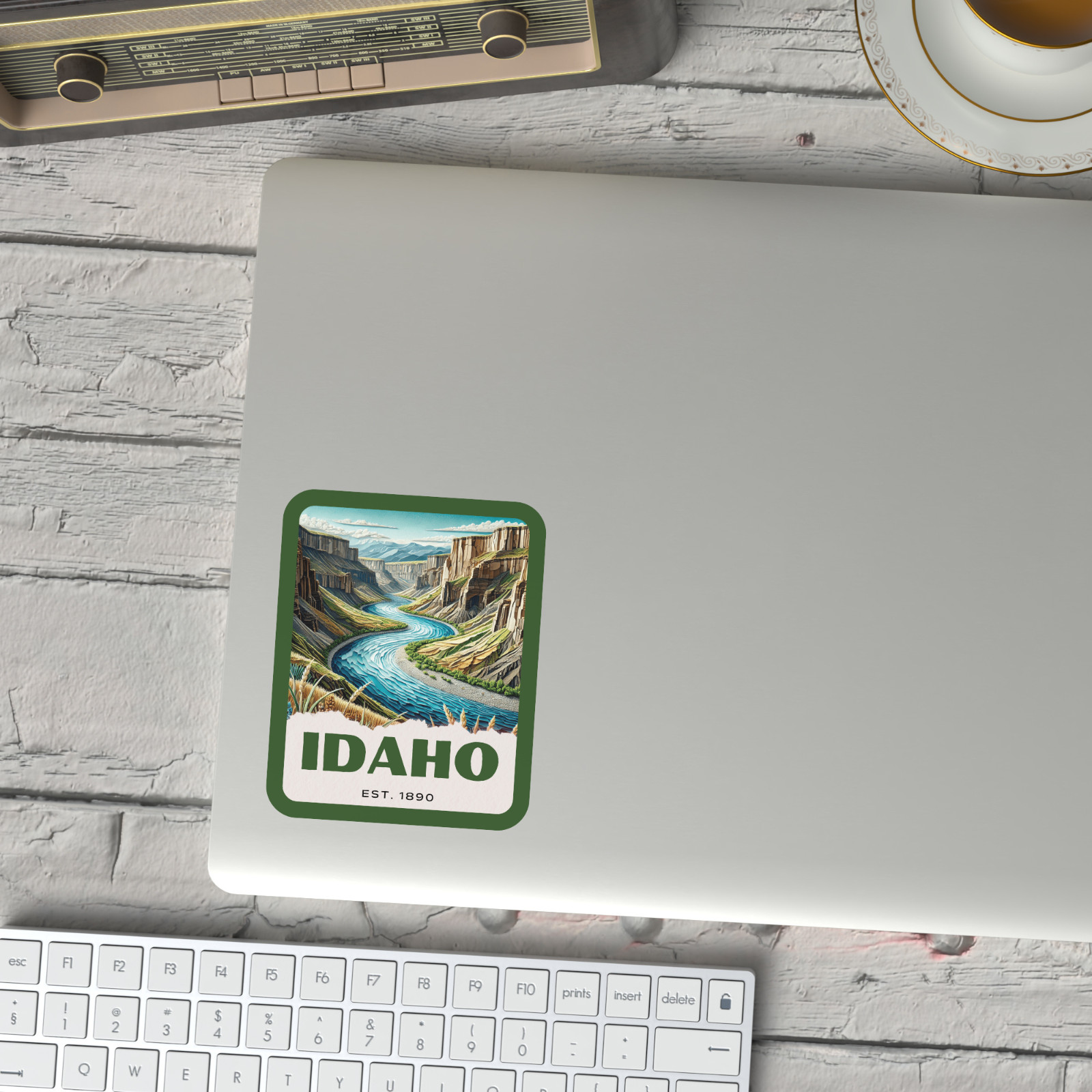 Idaho State Sticker, Paper Collage Look, Snake River Canyon Vinyl Decal