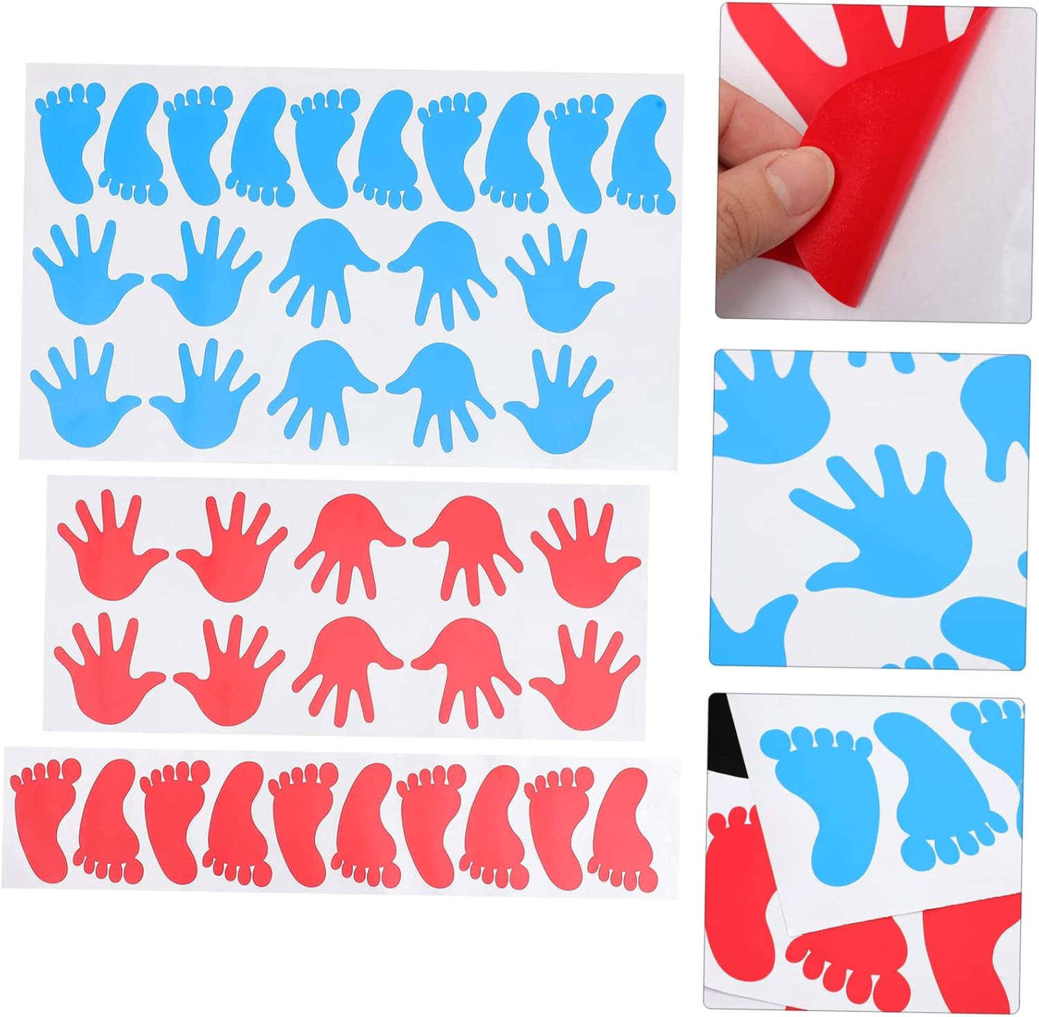 40-Piece Footprint & Handprint Sticker Set, Removable Floor Decals for Interacti
