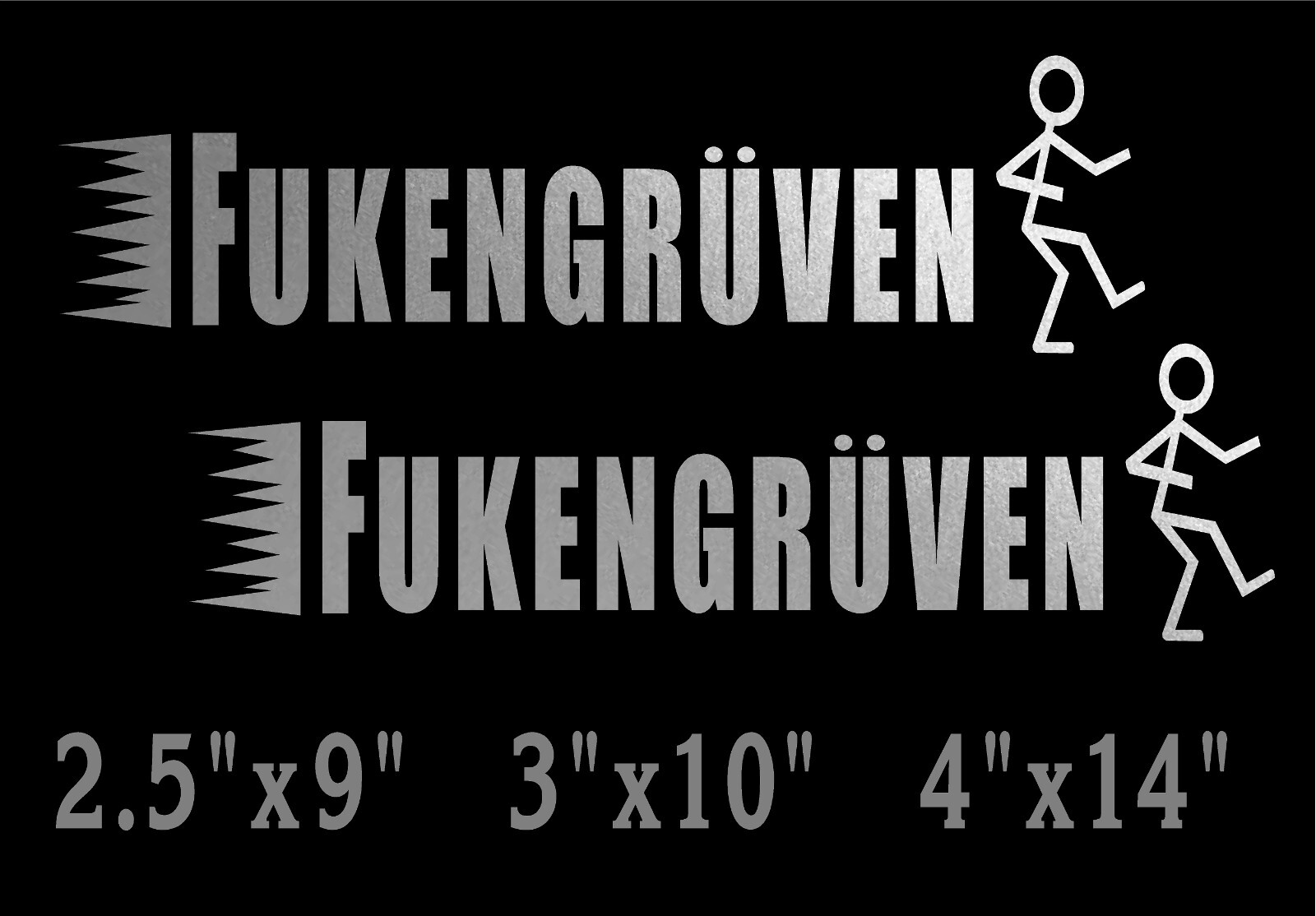 FUKENGRUVEN Decal with Stick Person funny window vinyl sticker x 2