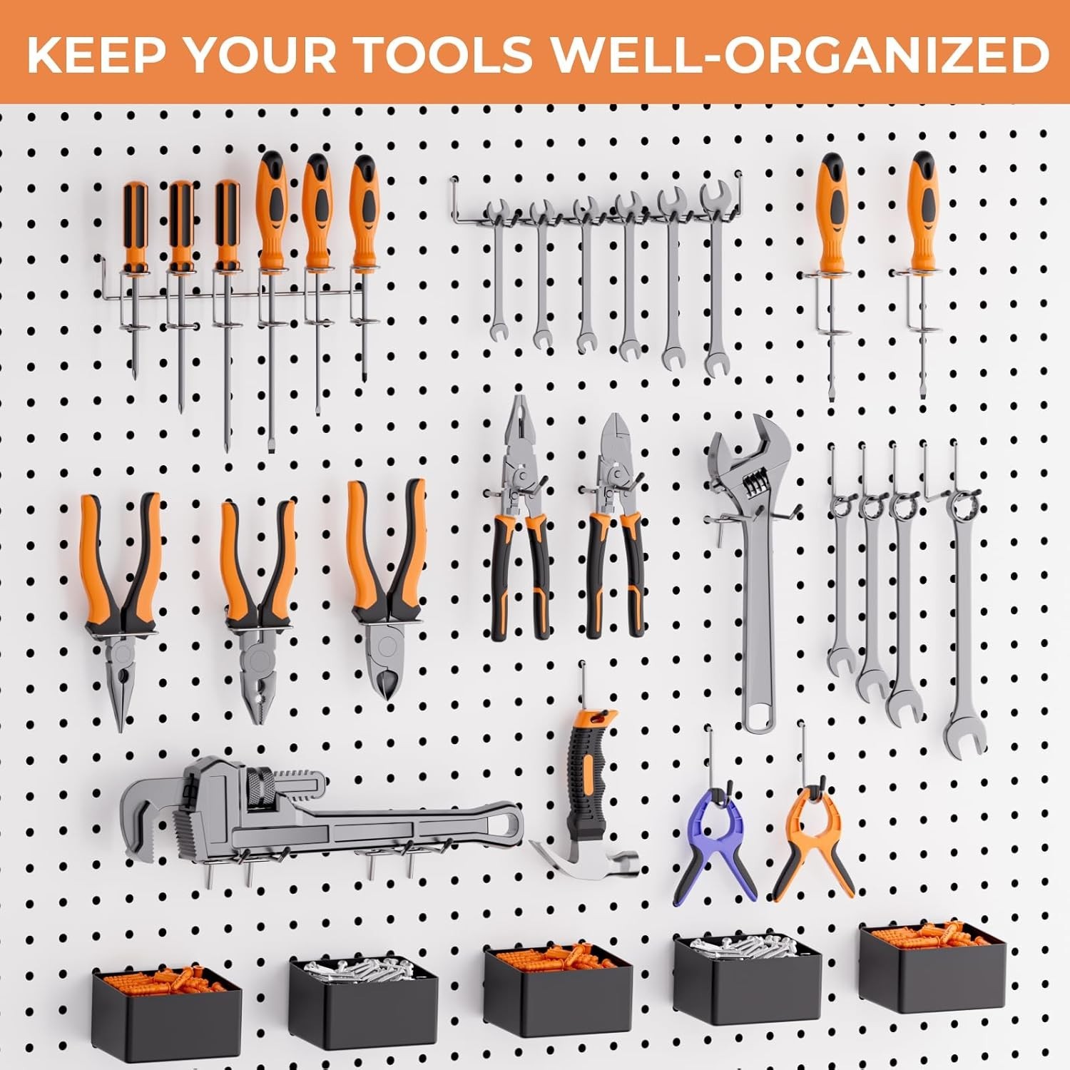 278PCS Pegboard Accessories Organizer Kit, Peg Board Hooks Assortment with Bins