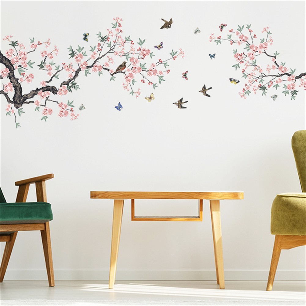 Easy To Apply Bedroom Living Room Branch Bird Stickers Bedroom Wall Stickers