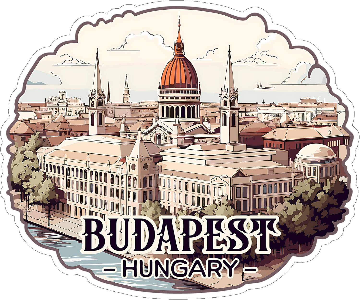 Budapest Hungary Sticker 4 Inch City Travel Souvenir Destination – Waterproof Vi