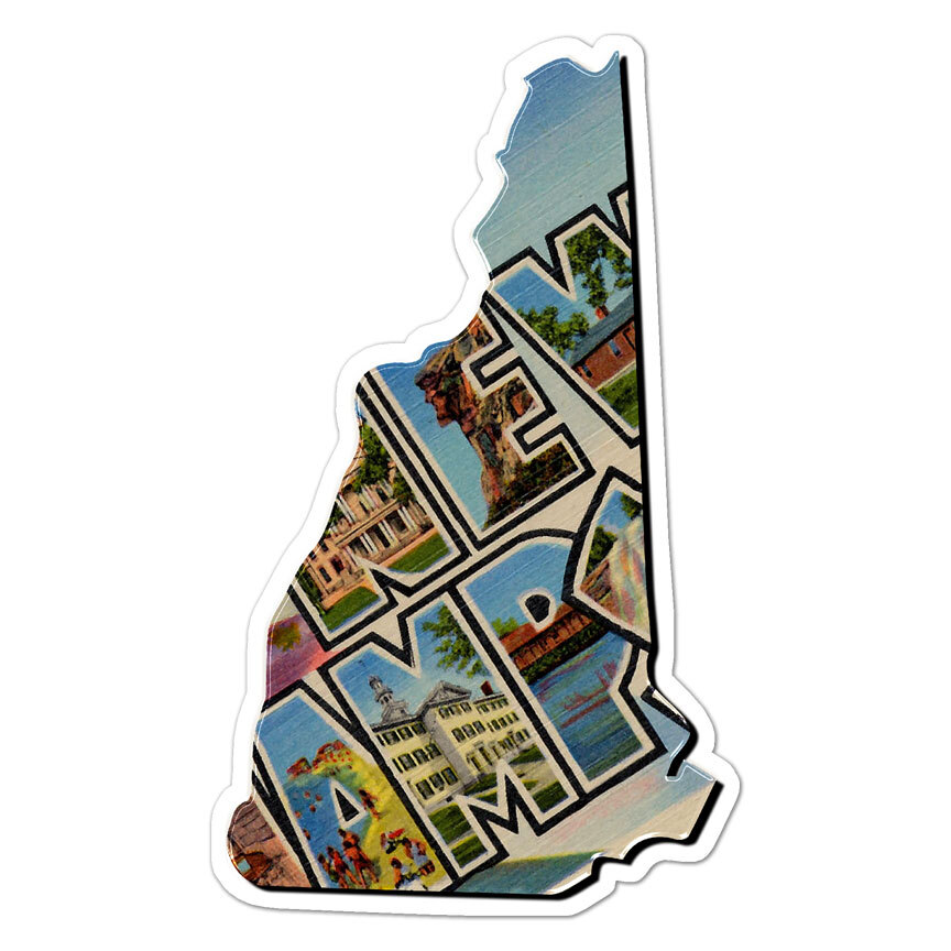 Vintage New Hampshire Map, Vinyl Decal Sticker, Indoor Outdoor, 3 Sizes, #8876