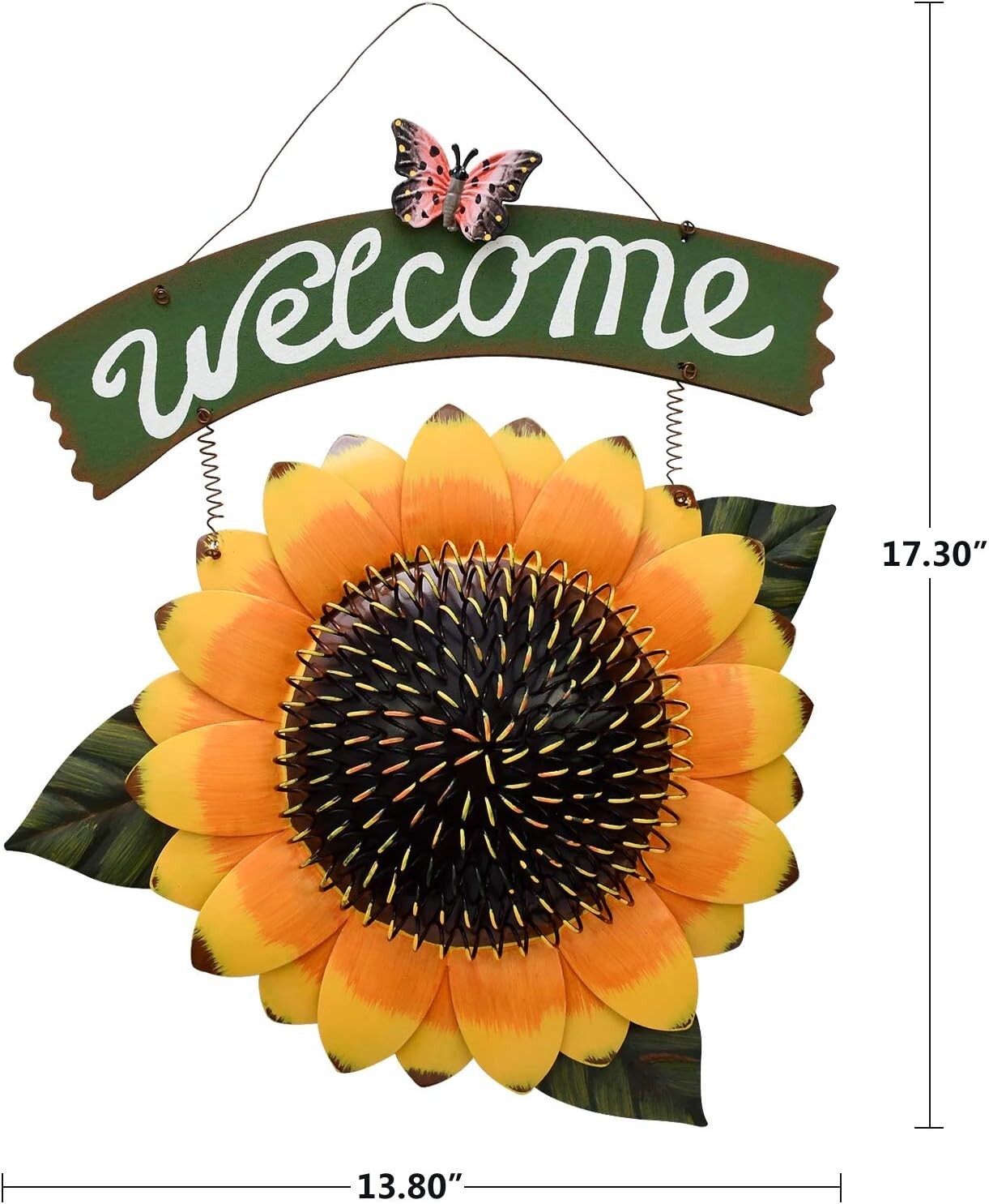 Sunflower Welcome Sign Metal Hanging Welcome Plaque for Wall (H)
