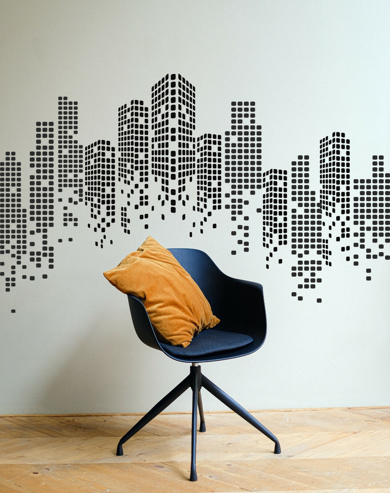 City Silhouette Abstract Living Room Office Sticker Modern Large Wall Decal