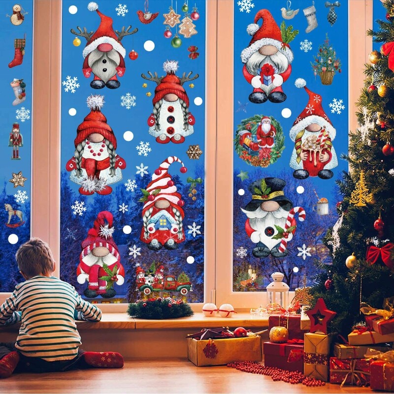 Upgrade Christmas Window Clings Decorations 9 Sheets Elves Window Stickers