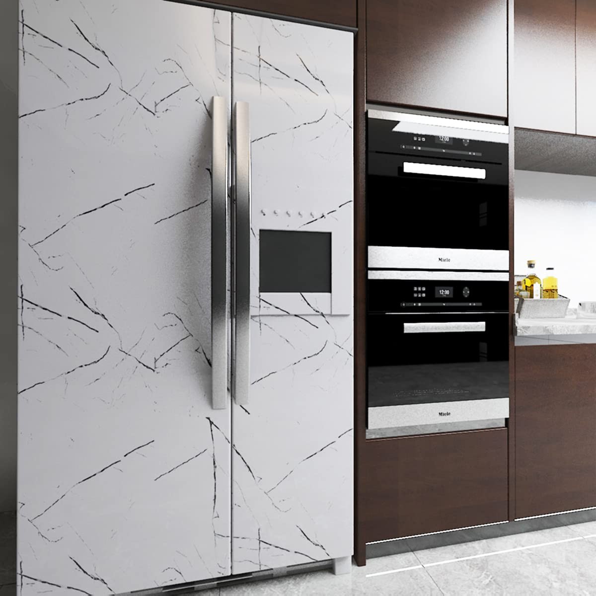 31.5x157inch Extra Wide Black White Marble Wallpaper Glossy Thicken Self-adhe…
