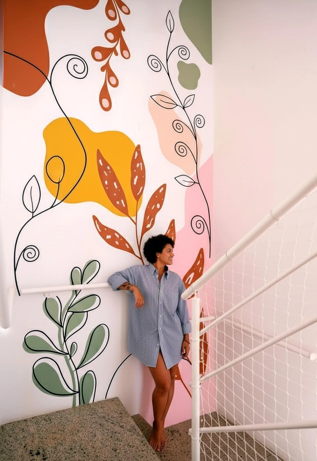 Abstract Botanical Wall Decal | Colorful Modern Wall Art Sticker Large Vinyl