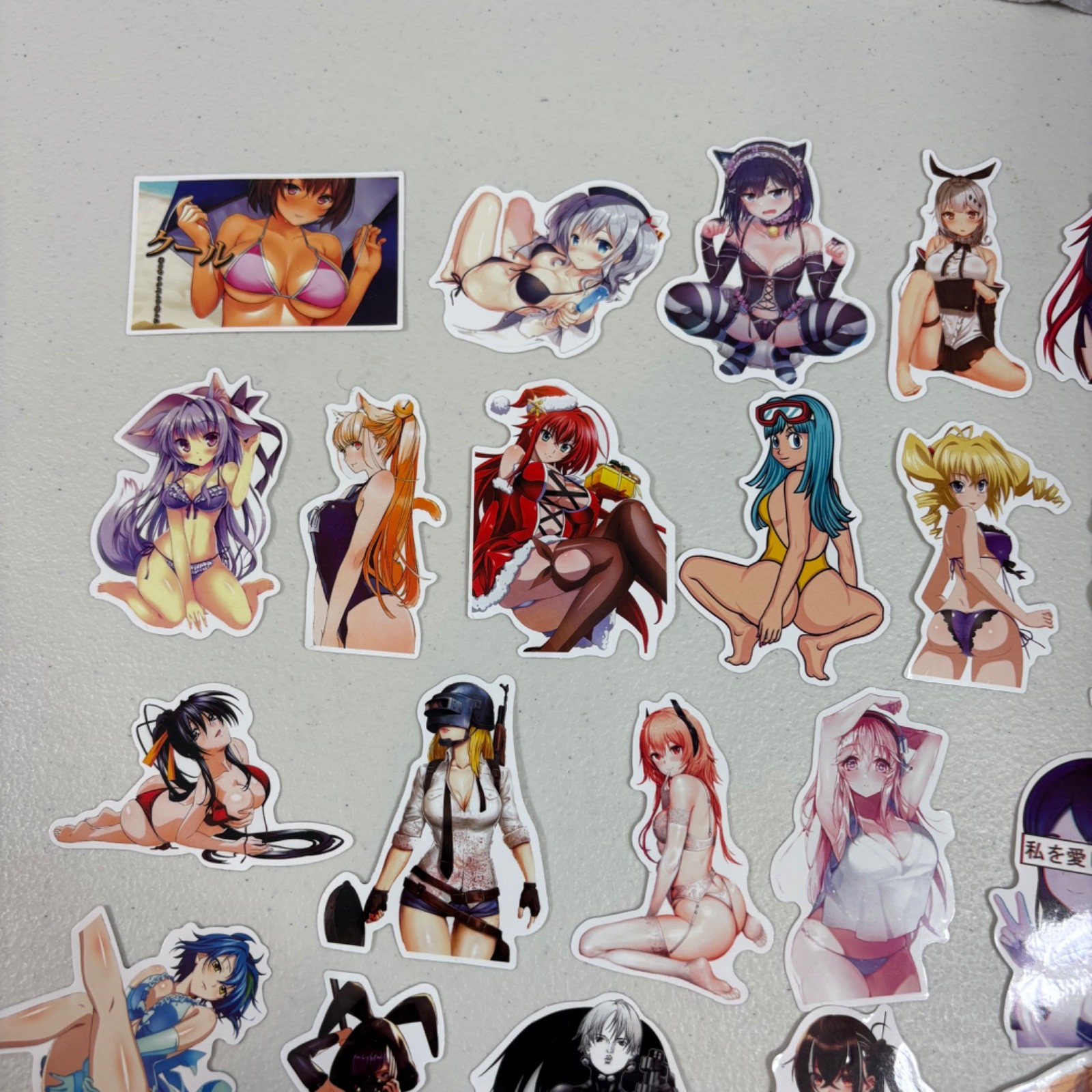 Lot of 26 Waifu Adult Girl Manga Pin Up Anime Bikini Unused Stickers Blank Back
