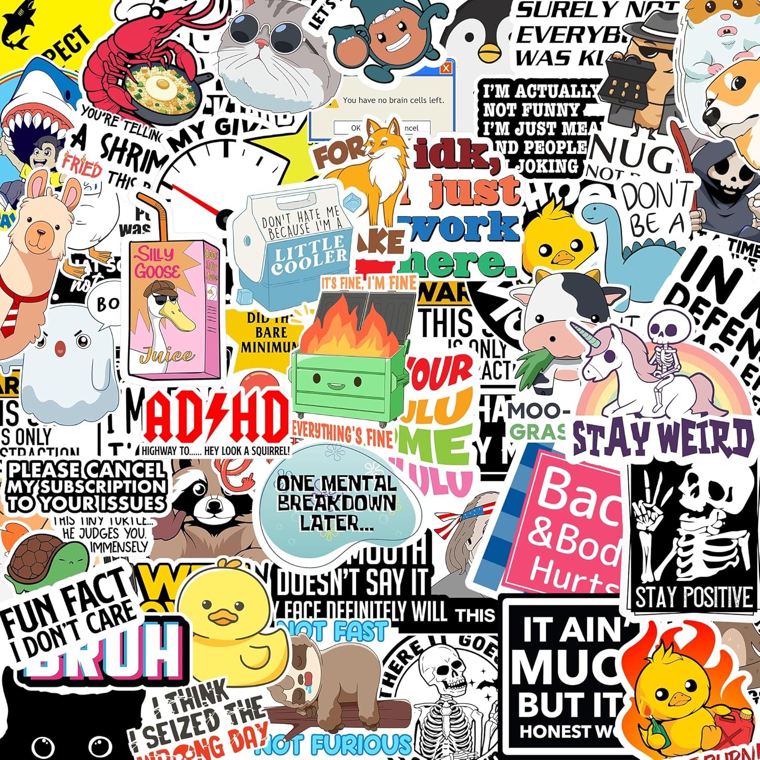 130 Pcs Funny Saying Stickers for Adults Quote Water Bottles Stickers Pack Water