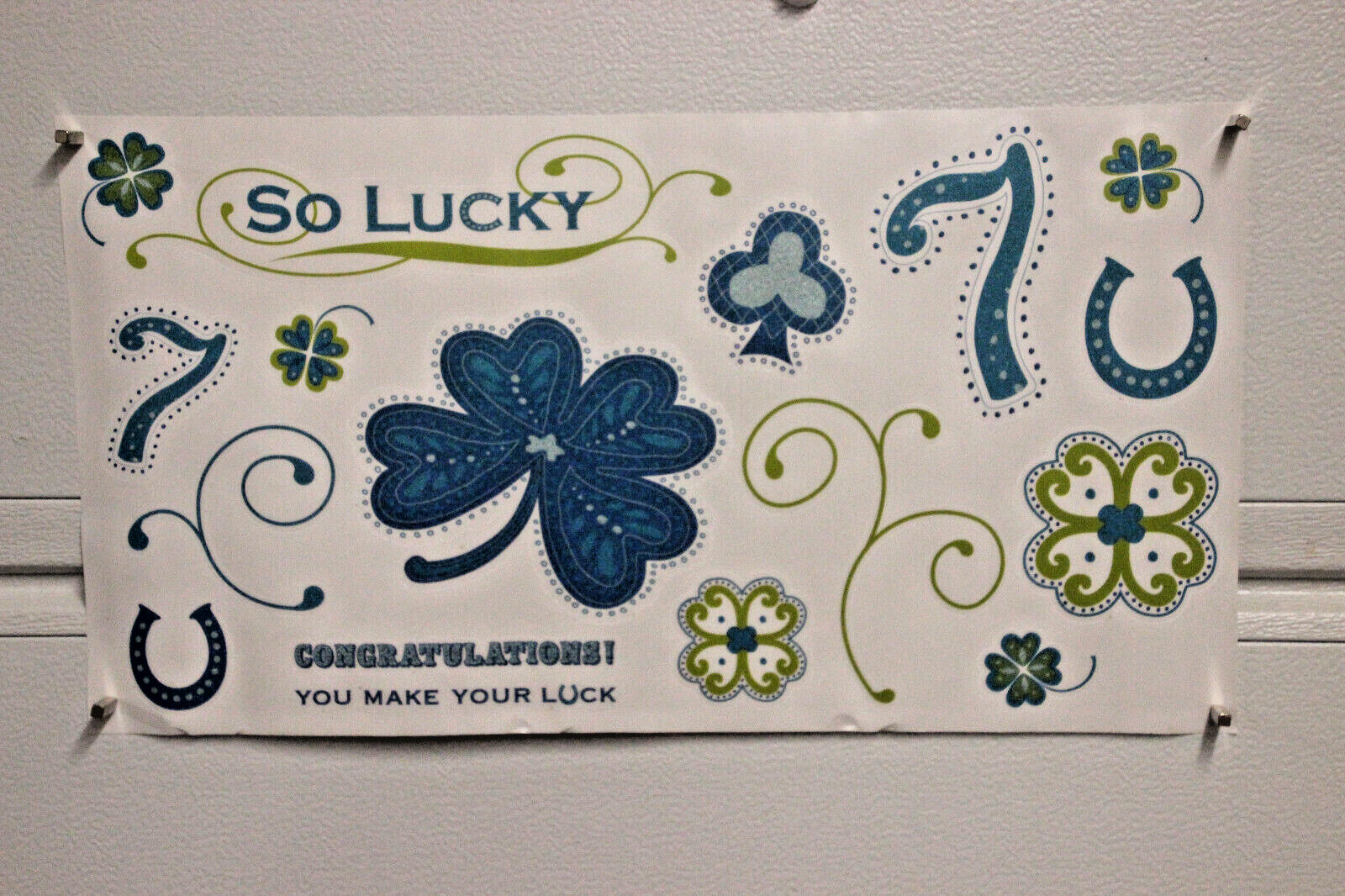 MY LIFE MY WALL ART SO LUCKY (GLITTER) 23.62 IN X 12.59 IN FREE SHIPPING