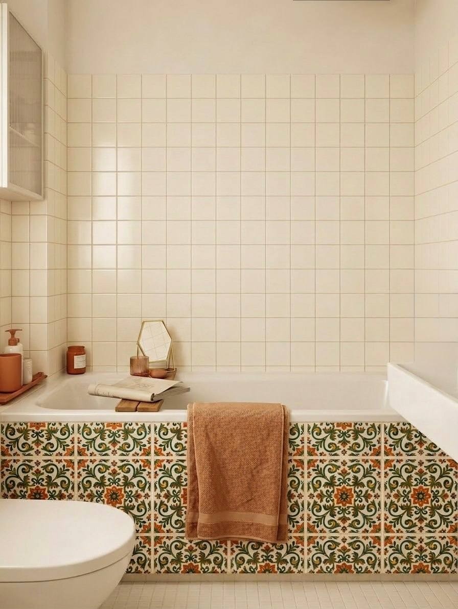 Peel and Stick Tile Stickers Terracotta Green Mediterranean Kitchen Backsplash