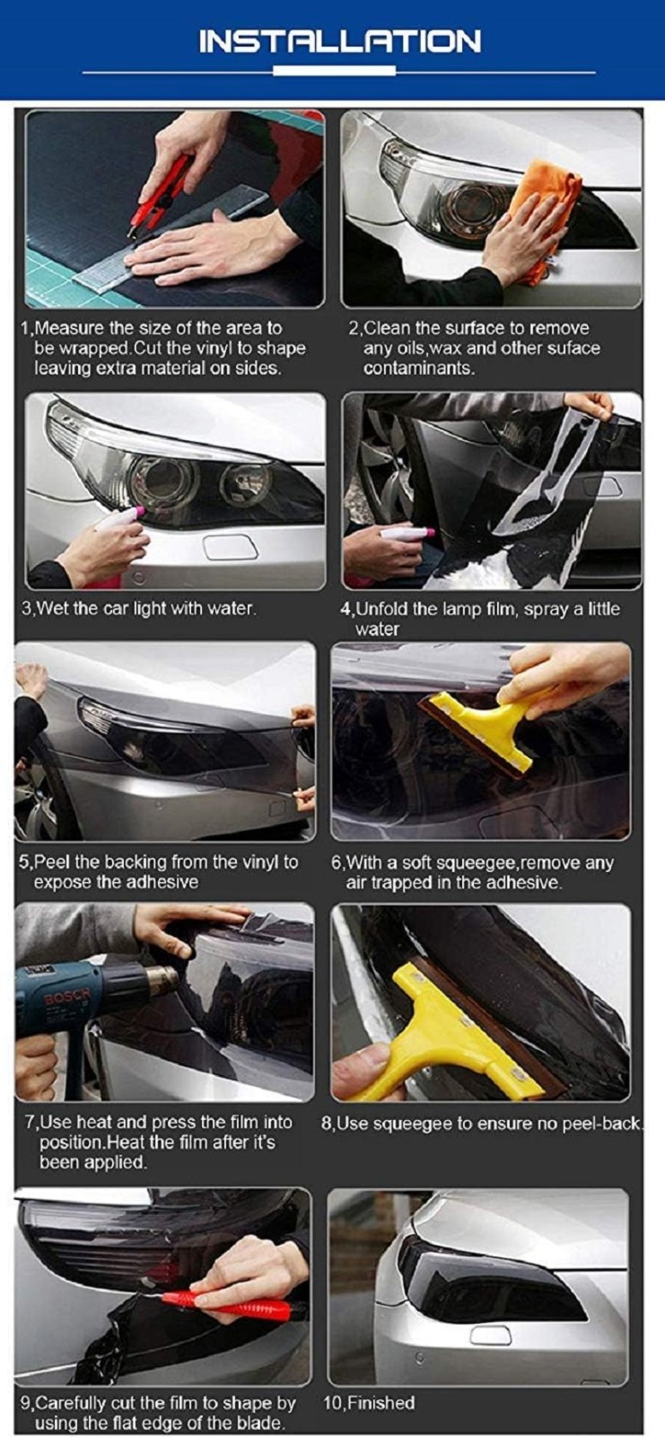 Papel Vinil Para Auto Apto Para Cualquier Faro Película De Vinilo Autoadhesiva