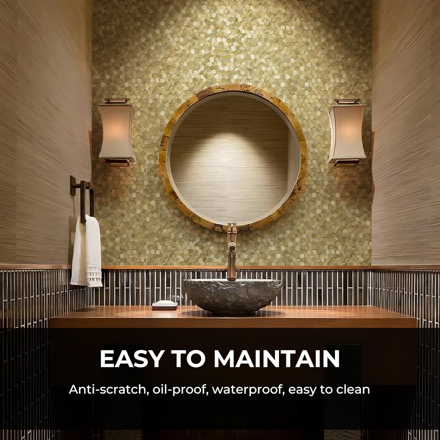 8Pcs Peel Stick Backsplash Tiles, Stick on Mosaic Self Adhesive Tiles,3D Hexagon