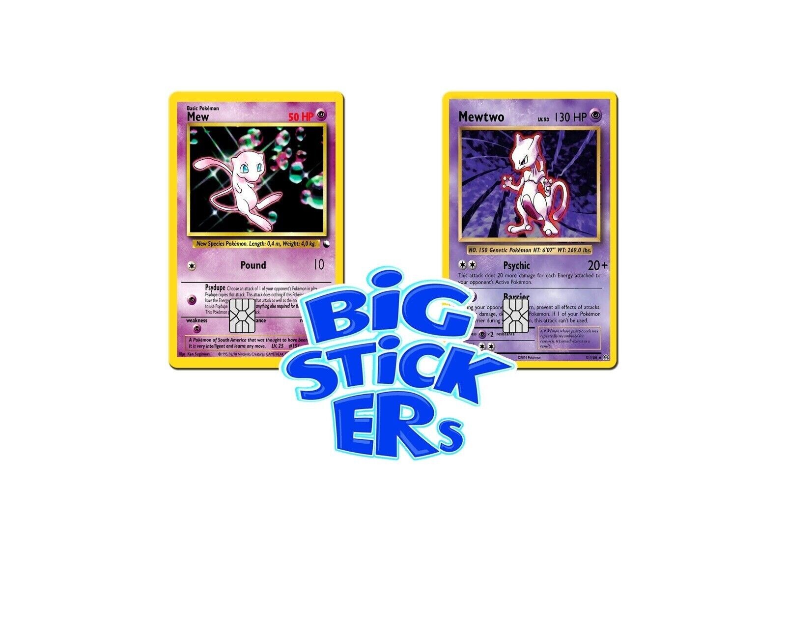 Mew & Mewtwo Credit Card Skin Cover SMART Sticker Wrap Vinyl Decal Die-cut