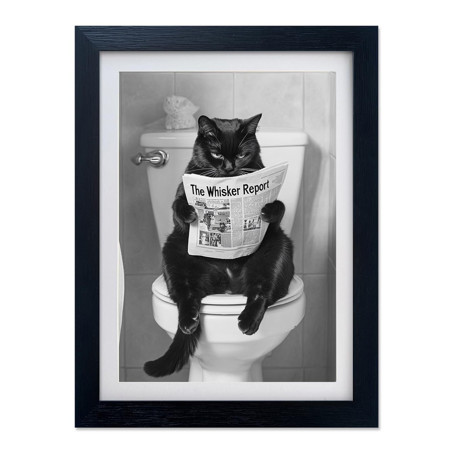Black Cat Bathroom Wall Art Black and White Cat on Toilet Picture Wall Decor …