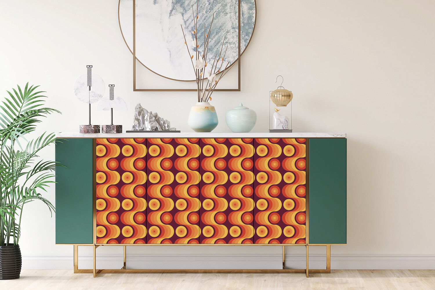 Worktop Covering Stickers Self Adhesive Vinyl Wrap 70s retro pattern 100×50
