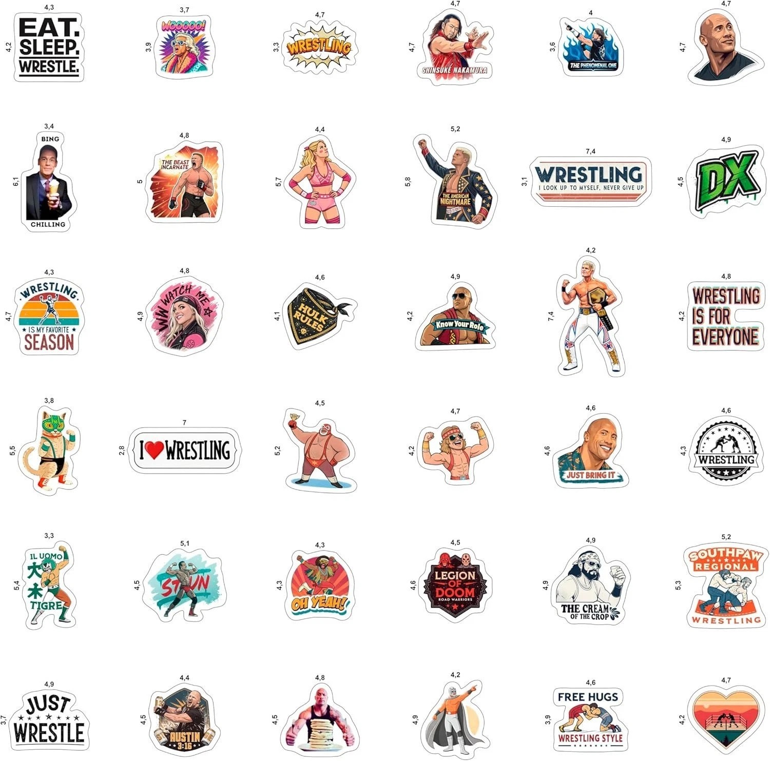100Pcs Wrestling Stickers Pack – Fighter Vinyl Decals, Water Bottle, Laptop –…