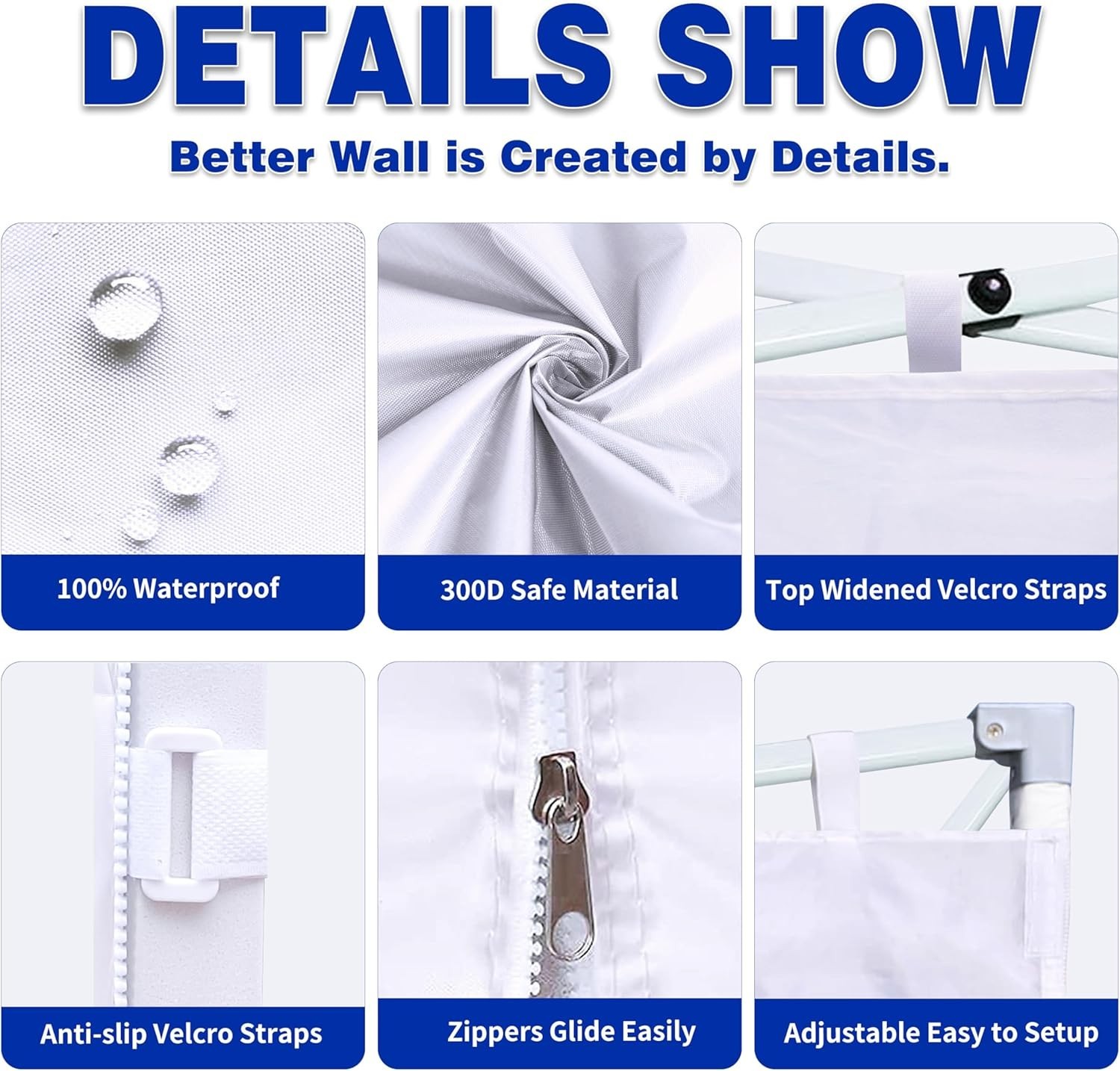 Sidewall for 12X12Ft Canopy Frame, 3 Pack Sunwalls Only,(White)
