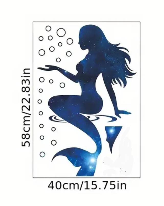 Vinyl Blue Mermaid Magic Peel & Stick Wall Sticker – Waterproof, Removable Decor