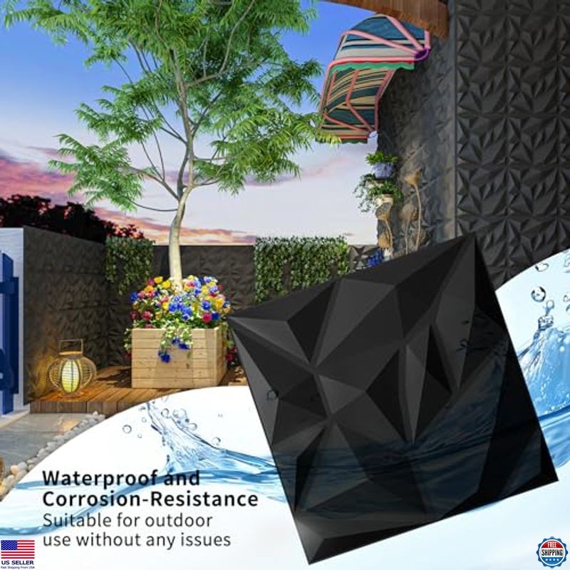 20 Pack 3D Wall Panels Black PVC Art for Living Room Bedroom Gaming Decor 11.8"