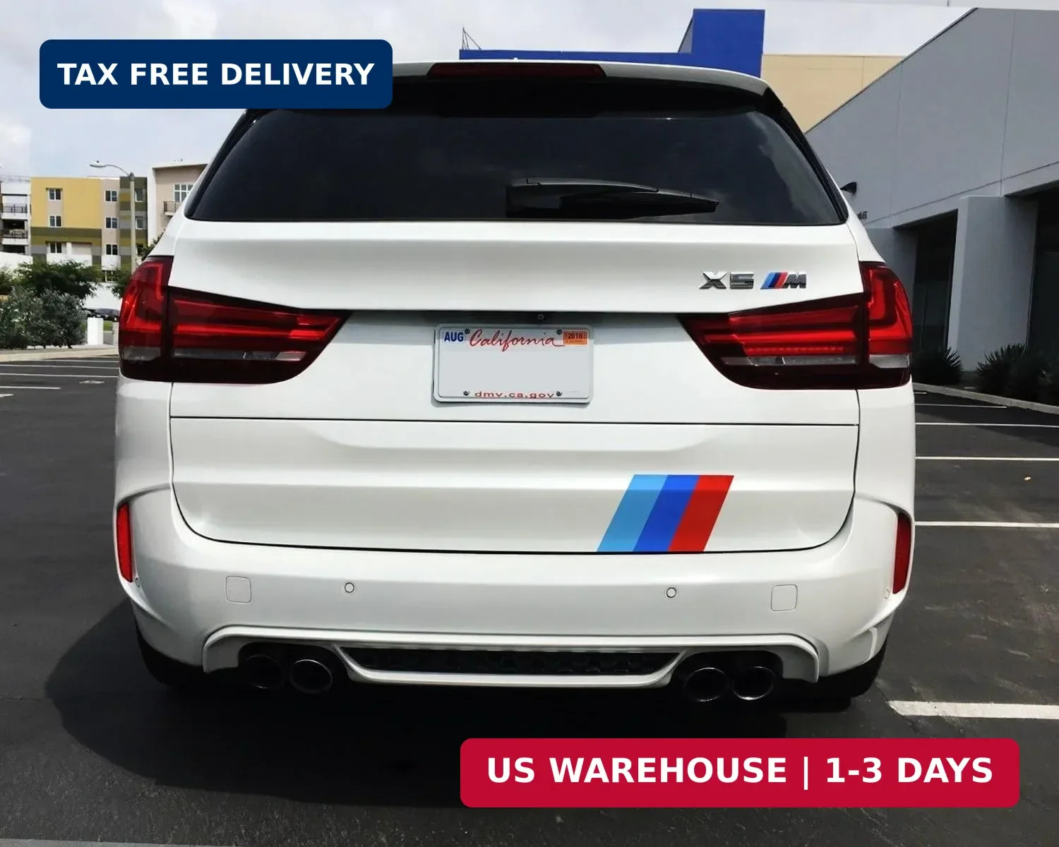 iJDMTOY 7×7-Inch Iconic 3-Color Stripe Decal Stickers Compatible with BMW Side S