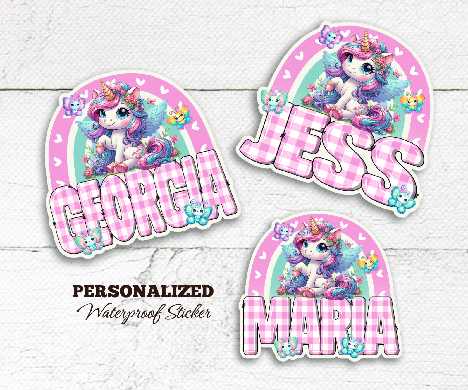 Personalized Unicorn Name Sticker, Waterproof Vinyl Decal, Cute Girls Gift Idea