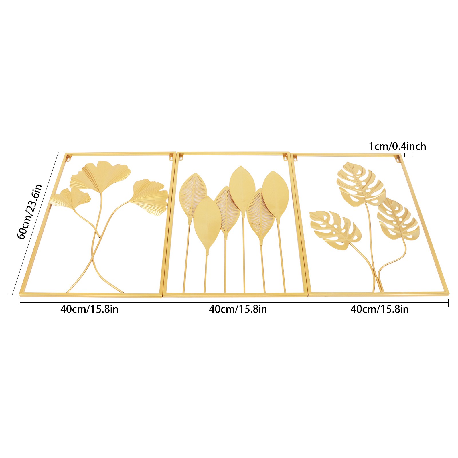 Metal Wall Art for Living Room, Large Leaf Frame Accent Leaves Wall Decor Home