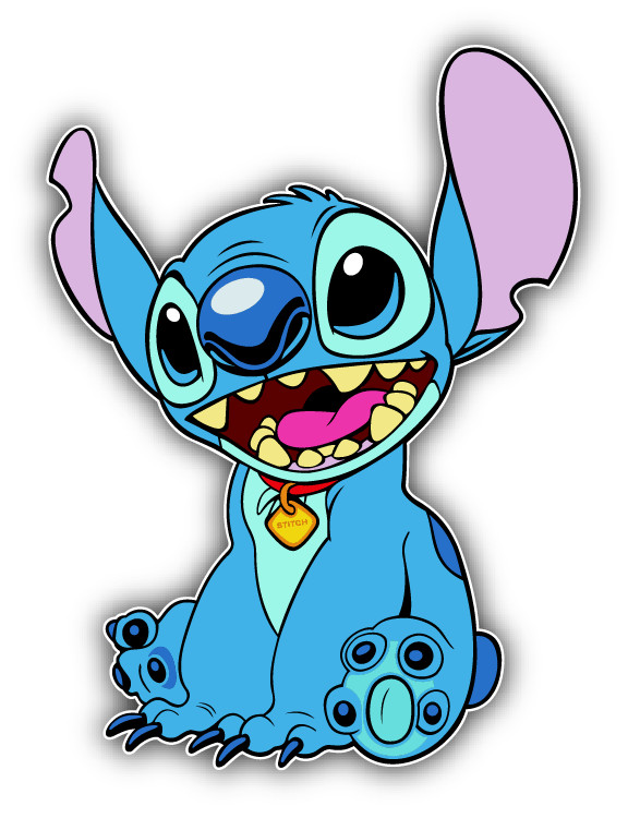 Lilo & Stitch Sitting Cartoon Car Bumper Sticker Decal 4" x 5"