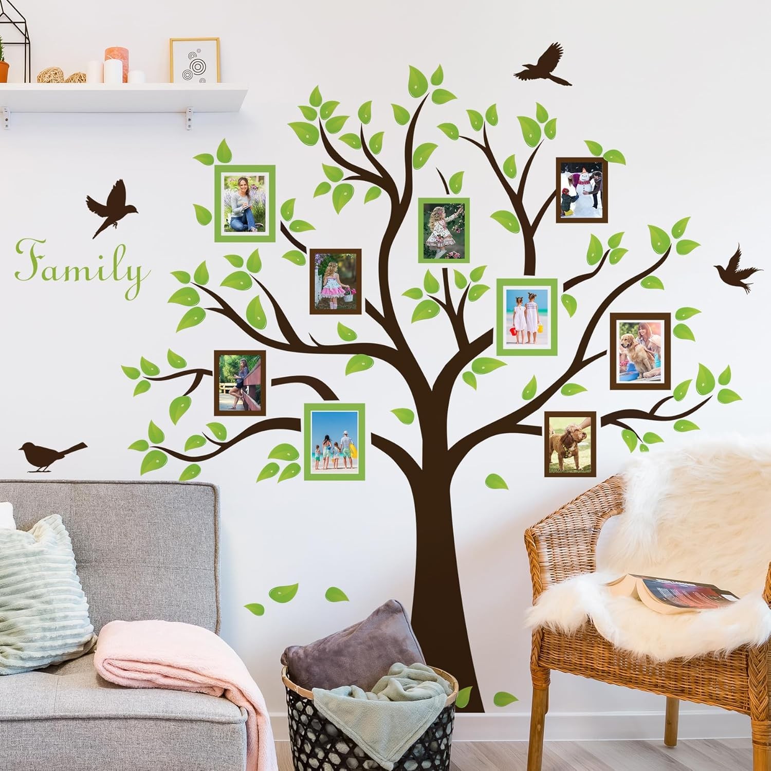 Large Family Tree Wall Decor – Picture Frame Collage Wall Stickers Decor Family