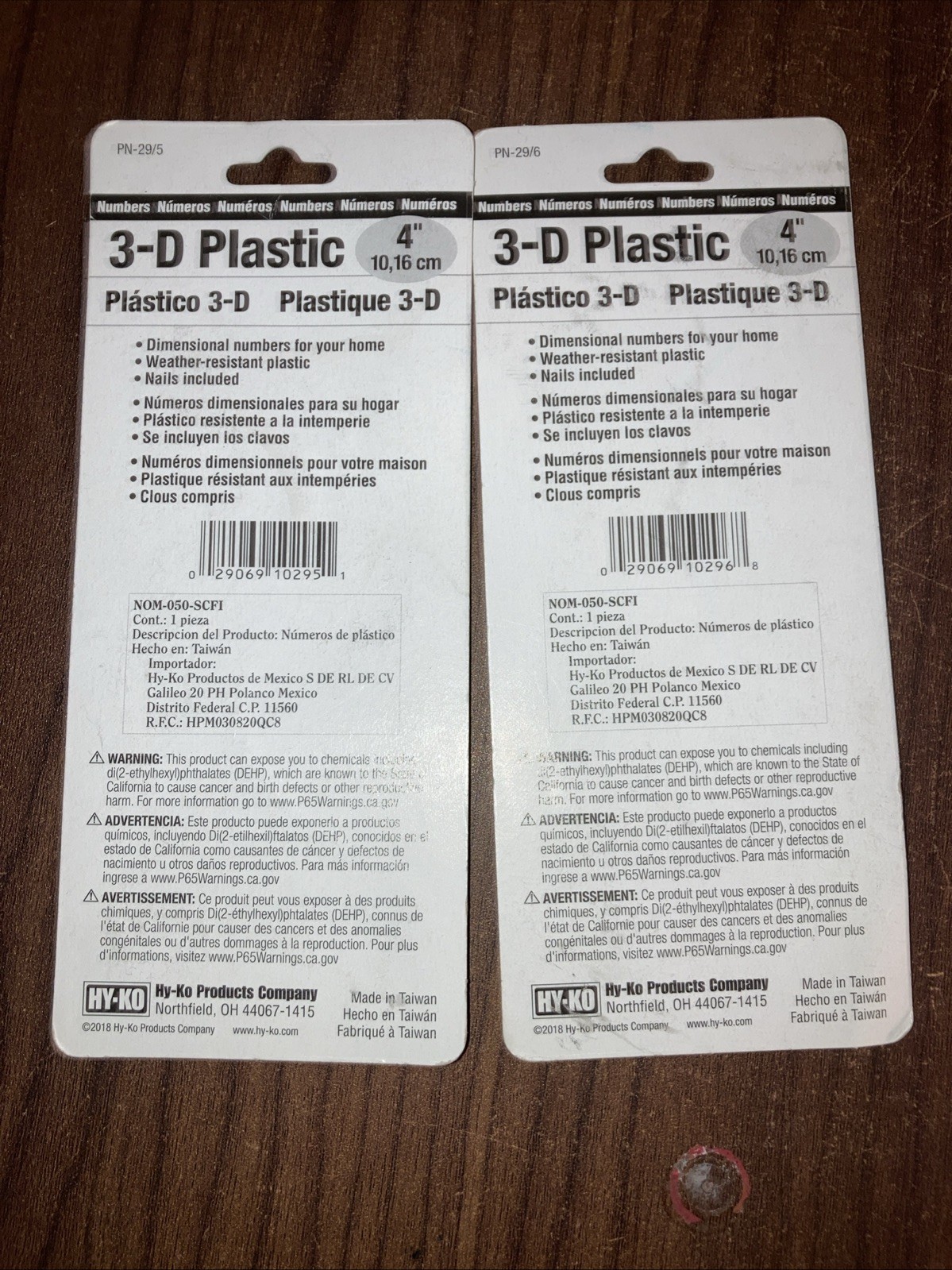 Hy-Ko Black 4” 3-D Plastic House Number 5 And 6 Nails Included